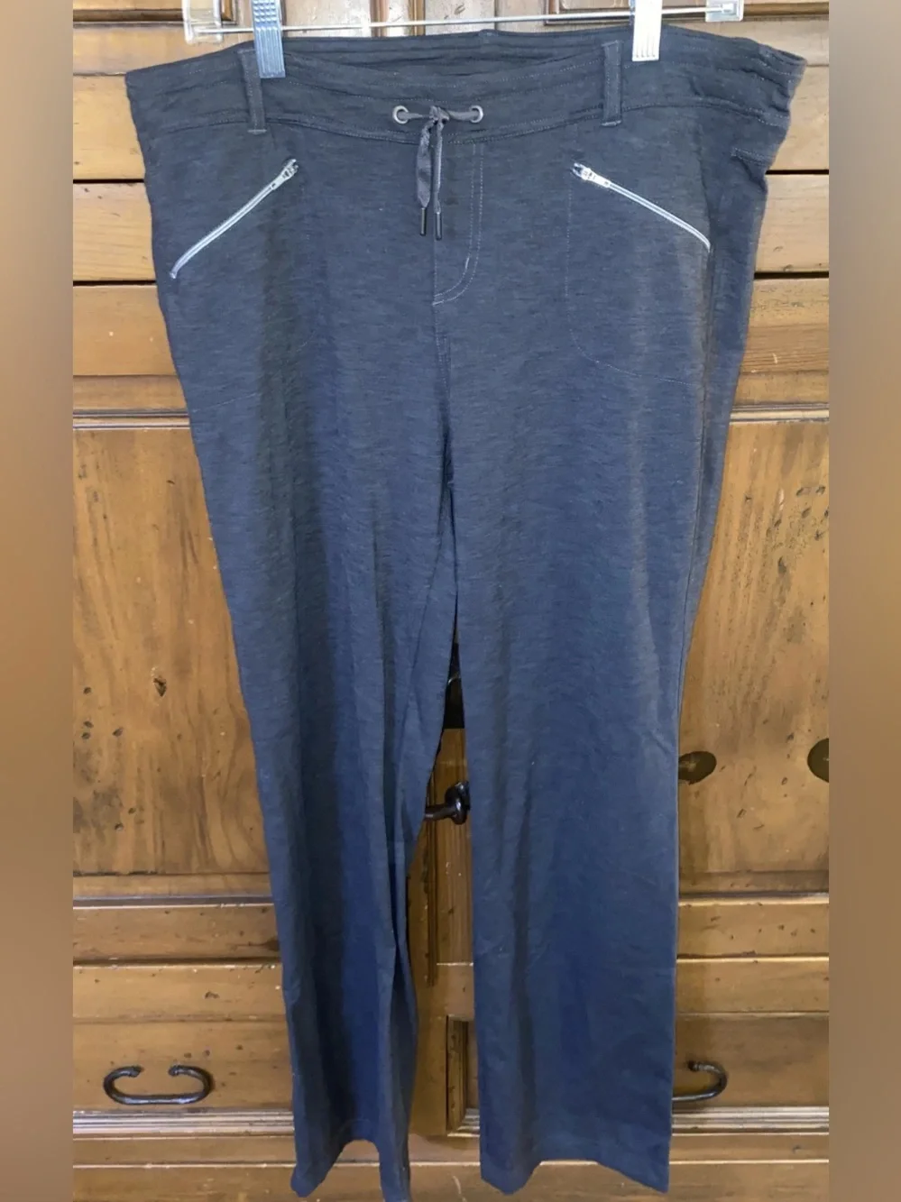Women's KUHL 'Mova Zip' Pants Pull-On Heathered Charcoal Stretch Knit SZ 14